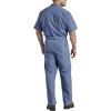 imageDickies Mens Short Sleeve Coverall  Zipper Front Work Jumpsuit for Mechanics Industrial Overall UniformMedium Blue