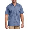 imageDickies Mens Short Sleeve Work Shirt  Durable Twill Button Down Shirts for Men Lightweight Uniform for Daily WearGulf Blue V1