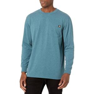 imageDickies Mens Big and Tall Long Sleeve Heavyweight Crew NeckBaltic Blue Single Dye Heather