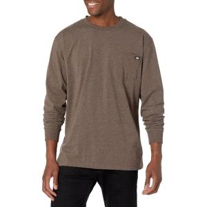 imageDickies Mens Big and Tall Long Sleeve Heavyweight Crew NeckChocolate Brown Single Dye Heather