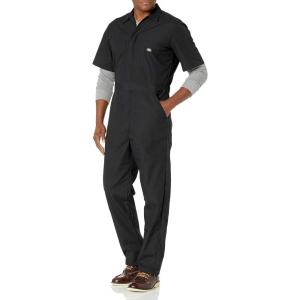 imageDickies Mens Short Sleeve Coverall  Zipper Front Work Jumpsuit for Mechanics Industrial Overall UniformBlack