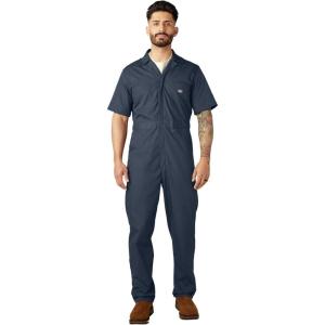 imageDickies Mens Short Sleeve Coverall  Zipper Front Work Jumpsuit for Mechanics Industrial Overall UniformDark Navy