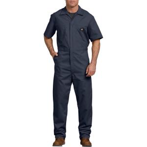 imageDickies Mens Short Sleeve Coverall  Zipper Front Work Jumpsuit for Mechanics Industrial Overall UniformDark Navy V1