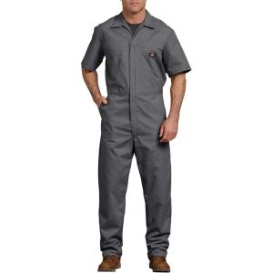 imageDickies Mens Short Sleeve Coverall  Zipper Front Work Jumpsuit for Mechanics Industrial Overall UniformGray V1