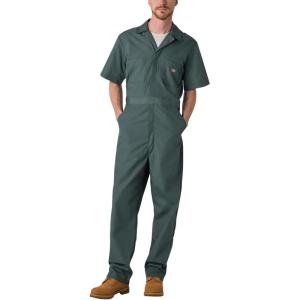 imageDickies Mens Short Sleeve Coverall  Zipper Front Work Jumpsuit for Mechanics Industrial Overall UniformLincoln Green