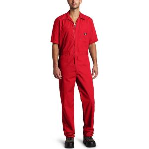 imageDickies Mens Short Sleeve Coverall  Zipper Front Work Jumpsuit for Mechanics Industrial Overall UniformRed
