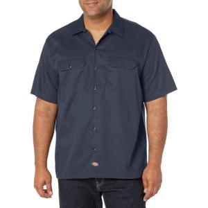imageDickies Mens Short Sleeve Flex Work Shirt  Mechanic ampamp Construction Button Down Shirt Durable TwillDark Navy V1