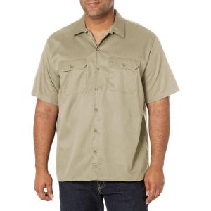 imageDickies Mens Short Sleeve Flex Work Shirt  Mechanic ampamp Construction Button Down Shirt Durable TwillDesert Sand V1