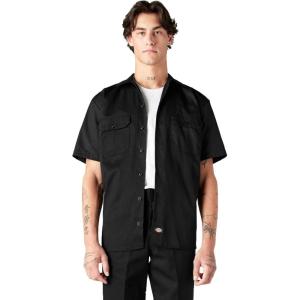 imageDickies Mens Short Sleeve Work Shirt  Durable Twill Button Down Shirts for Men Lightweight Uniform for Daily WearBlack