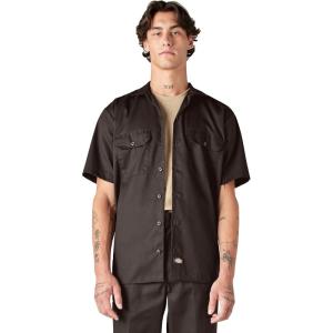 imageDickies Mens Short Sleeve Work Shirt  Durable Twill Button Down Shirts for Men Lightweight Uniform for Daily WearDark Brown V1