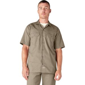 imageDickies Mens Short Sleeve Work Shirt  Durable Twill Button Down Shirts for Men Lightweight Uniform for Daily WearDesert Sand