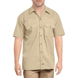 imageDickies Mens Short Sleeve Work Shirt  Durable Twill Button Down Shirts for Men Lightweight Uniform for Daily WearDesert Sand V1