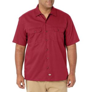 imageDickies Mens Short Sleeve Work Shirt  Durable Twill Button Down Shirts for Men Lightweight Uniform for Daily WearEnglish Red Heather V1