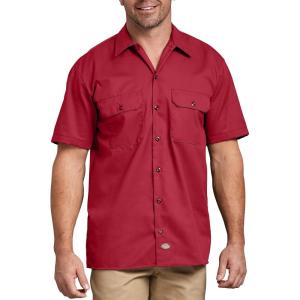 imageDickies Mens Short Sleeve Work Shirt  Durable Twill Button Down Shirts for Men Lightweight Uniform for Daily WearEnglish Red V1