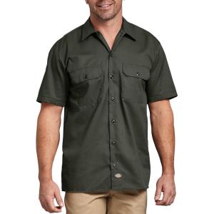 imageDickies Mens Short Sleeve Work Shirt  Durable Twill Button Down Shirts for Men Lightweight Uniform for Daily WearGreen V1