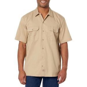 imageDickies Mens Short Sleeve Work Shirt  Durable Twill Button Down Shirts for Men Lightweight Uniform for Daily WearKhaki
