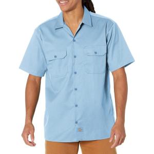 imageDickies Mens Short Sleeve Work Shirt  Durable Twill Button Down Shirts for Men Lightweight Uniform for Daily WearLight Blue