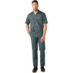 imageDickies Mens Short Sleeve Work Shirt  Durable Twill Button Down Shirts for Men Lightweight Uniform for Daily WearLincoln Green