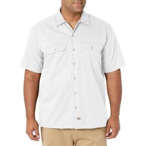 imageDickies Mens Short Sleeve Work Shirt  Durable Twill Button Down Shirts for Men Lightweight Uniform for Daily WearWhite V1
