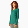 imageDickies Womens LongSleeve 3Button Henley ShirtRain Forest
