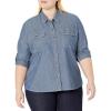 imageDickies Womens Plus Size Long Sleeve Rolltab Work ShirtLight Stonewashed