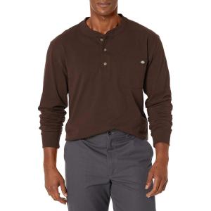 imageDickies Mens BigTall LongSleeve Heavyweight HenleyChocolate Brown