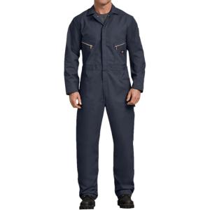 imageDickies Mens Deluxe Long Sleeve Coveralls  75 oz Twill Mechanic Jumpsuit with Zipper Front Industrial Uniform FitDark Navy