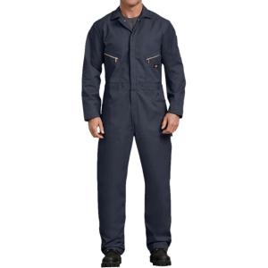imageDickies Mens Deluxe Long Sleeve Coveralls  75 oz Twill Mechanic Jumpsuit with Zipper Front Industrial Uniform FitDark Navy V1