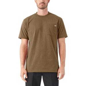 imageDickies Mens Heavyweight Heathered Short Sleeve Pocket TShirtBrown Duck  Black Heather