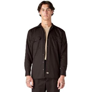 imageDickies Mens Long Sleeve Flex Twill Work ShirtDark Brown