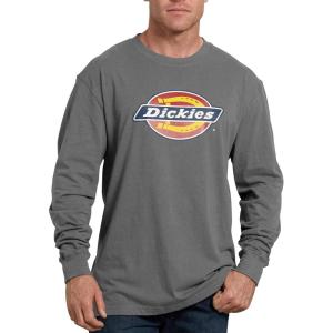 imageDickies Mens Long Sleeve Regular Fit Logo TeeStone Gray V1