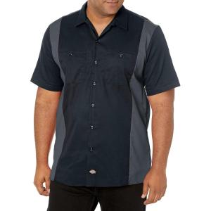imageDickies Mens ShortSleeve TwoTone Work ShirtBlackCharcoal V1
