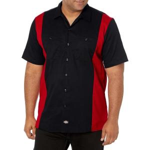 imageDickies Mens ShortSleeve TwoTone Work ShirtBlackEnglish Red V1