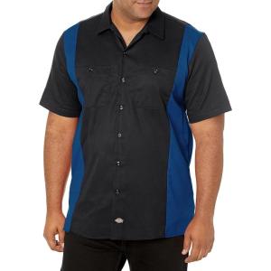 imageDickies Mens ShortSleeve TwoTone Work ShirtBlackRoyal Blue V1