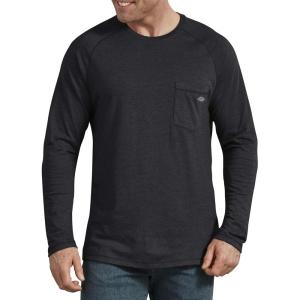 imageDickies Mens Tempiq Performance Cooling Long Sleeve TShirtKnit Black Heather V1