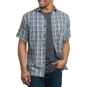 imageDickies Mens Yarn Dyed Plaid Short Sleeve ShirtDark Denim Check