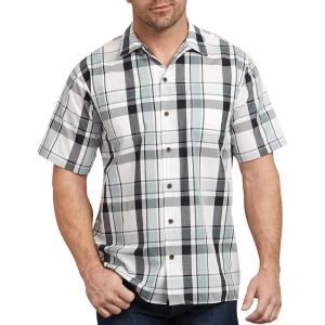 imageDickies Mens Yarn Dyed Short Sleeve Camp ShirtSilverBlueWhi