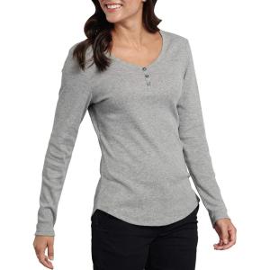 imageDickies Womens LongSleeve 3Button Henley ShirtGraphite Single Dye