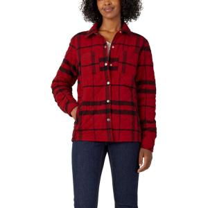 imageDickies Womens Quilted Flannel Shirt JacketEnglish Red Black Plaid