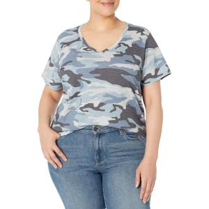 imageDickies Womens Womens Plus Short Sleeve VNeck TShirtFlint Blue Camo