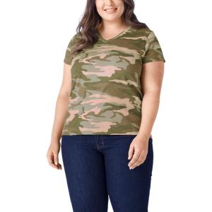 imageDickies Womens Womens Plus Short Sleeve VNeck TShirtPeach Camo