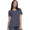 imageDickies Dynamix Womens Tops AthleticInspired Mlange VNeck Scrub Top with FourWay Stretch and Moisture Wicking DK740Pewter  Red
