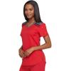 imageDickies Dynamix Womens Tops AthleticInspired Mlange VNeck Scrub Top with FourWay Stretch and Moisture Wicking DK740Red