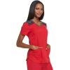 imageDickies Dynamix Womens Tops AthleticInspired Mlange VNeck Scrub Top with FourWay Stretch and Moisture Wicking DK740Red