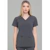 imageDickies EDS Essentials Mock Wrap Top Scrubs for Women with FourWay Stretch and Moisture Wicking DK625Pewter