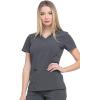 imageDickies EDS Essentials Mock Wrap Top Scrubs for Women with FourWay Stretch and Moisture Wicking DK625Pewter