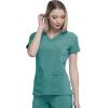 imageDickies EDS Essentials Mock Wrap Top Scrubs for Women with FourWay Stretch and Moisture Wicking DK625Teal Blue