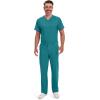 imageDickies Scrub Pant for Men Natural Rise Drawstring Bottoms with 6 Pockets and Back Elastic Waistband  DK015Teal Blue
