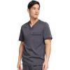 imageDickies Scrub Top for Men with Zip Chest Pocket Rib Knit ID Badge at 2Way Stretch Durable ampamp Breathable Fabric  DK865Pewter
