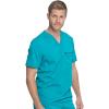 imageDickies Scrub Top for Men with Zip Chest Pocket Rib Knit ID Badge at 2Way Stretch Durable ampamp Breathable Fabric  DK865Teal Blue